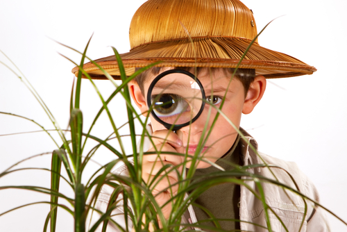 boy with magnifying glass